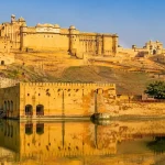 Amber Fort Jaipur Rajasthan overlooking Maota Lake