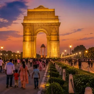 Evening view of India Gate and Kartavya Path in Delhi