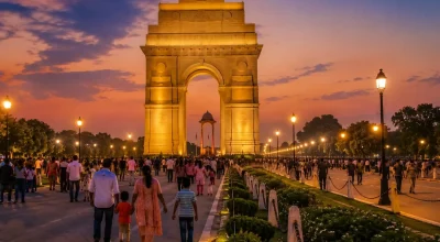 Evening view of India Gate and Kartavya Path in Delhi
